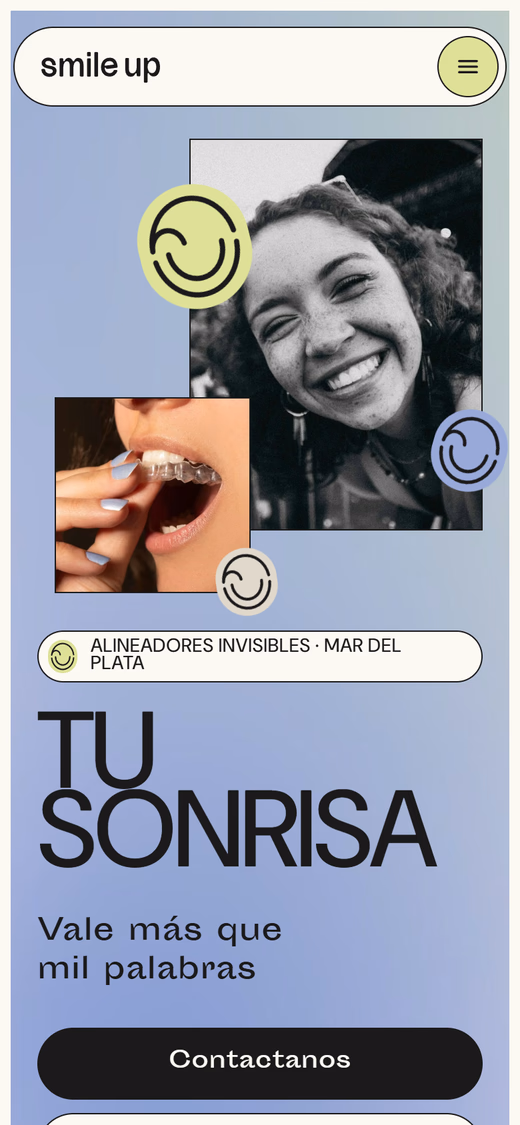 Smile Up website seen on a phone